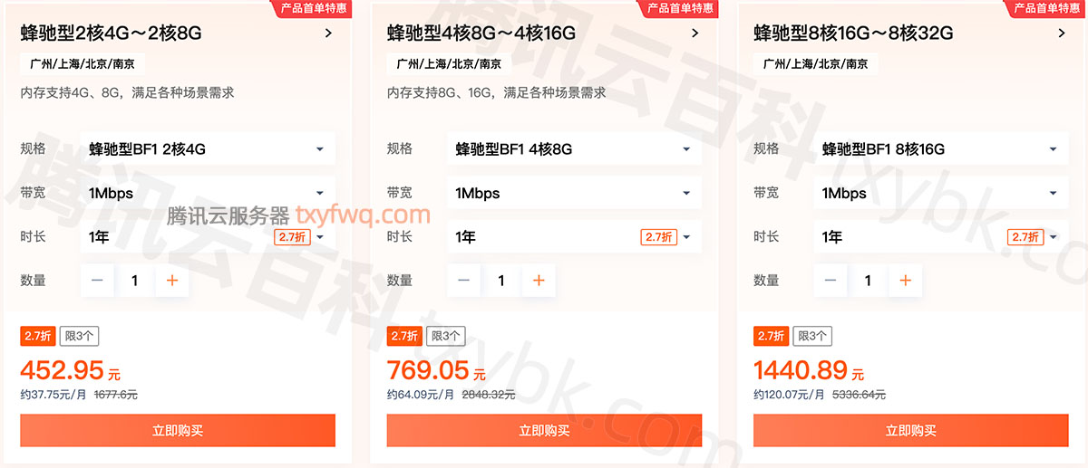 腾讯云CVM蜂驰型优惠价格